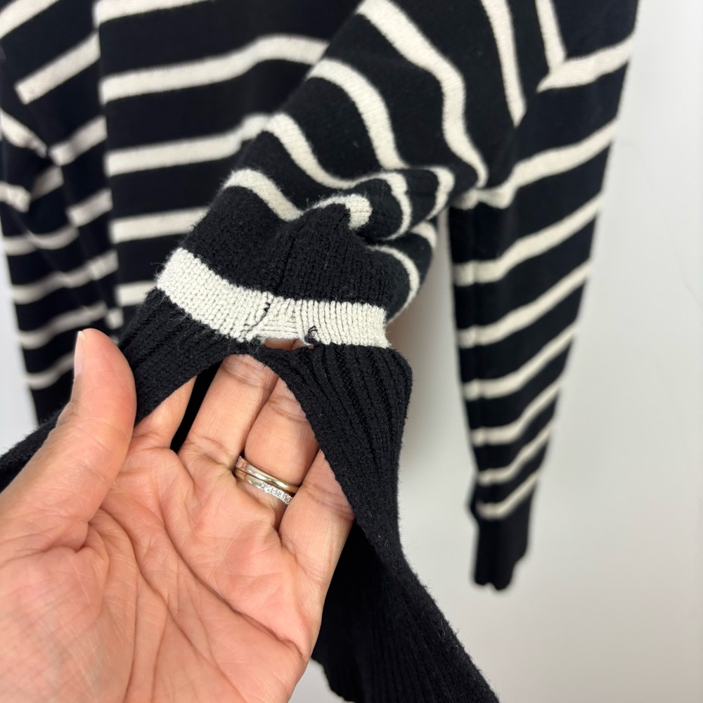 Zara Black & White Quarter Zip Pullover Sweater Size Medium - Picture 10 of 13